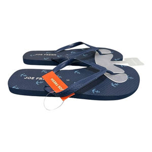 Joe Fresh Flip Flop Sandals Mens Size 9 Blue Anchor Beach Shoes Summer Casual